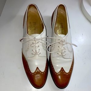 Ferragamo brown and white oxfords